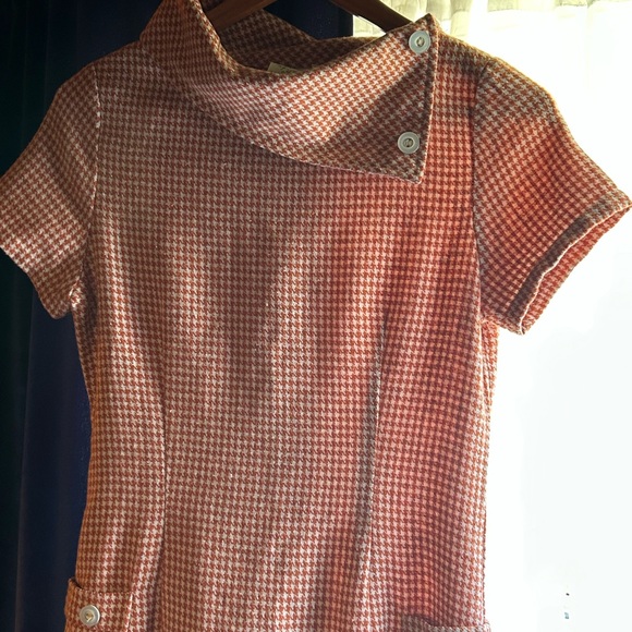 Shabby Apple Orange Checkered Midi Dress - Picture 3 of 4